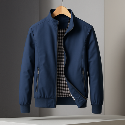 Lucas - Veste Homme d'Automne à Col Montant et Doublure à Carreaux