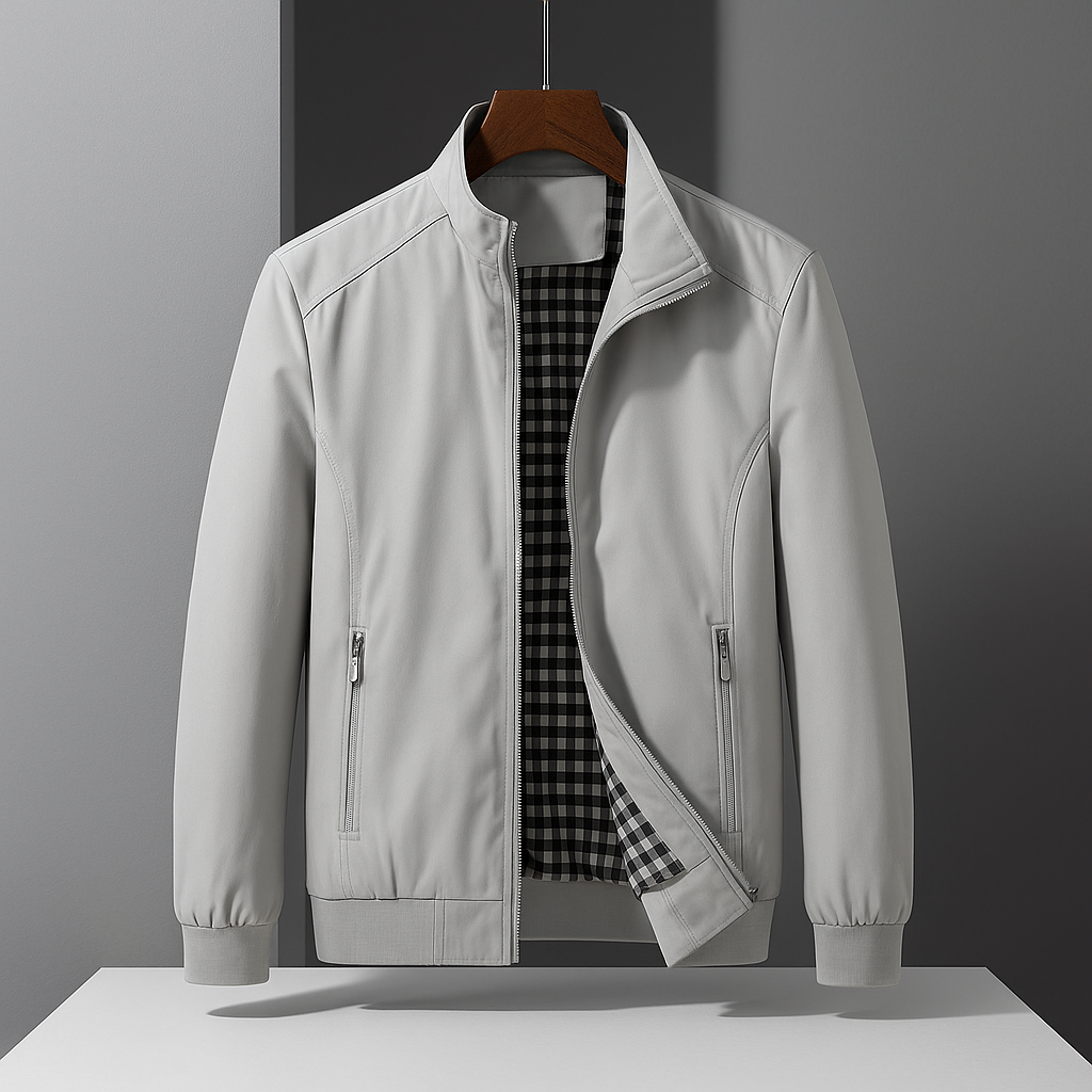 Lucas - Veste Homme d'Automne à Col Montant et Doublure à Carreaux