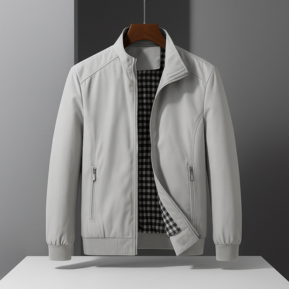 Lucas - Veste Homme d'Automne à Col Montant et Doublure à Carreaux