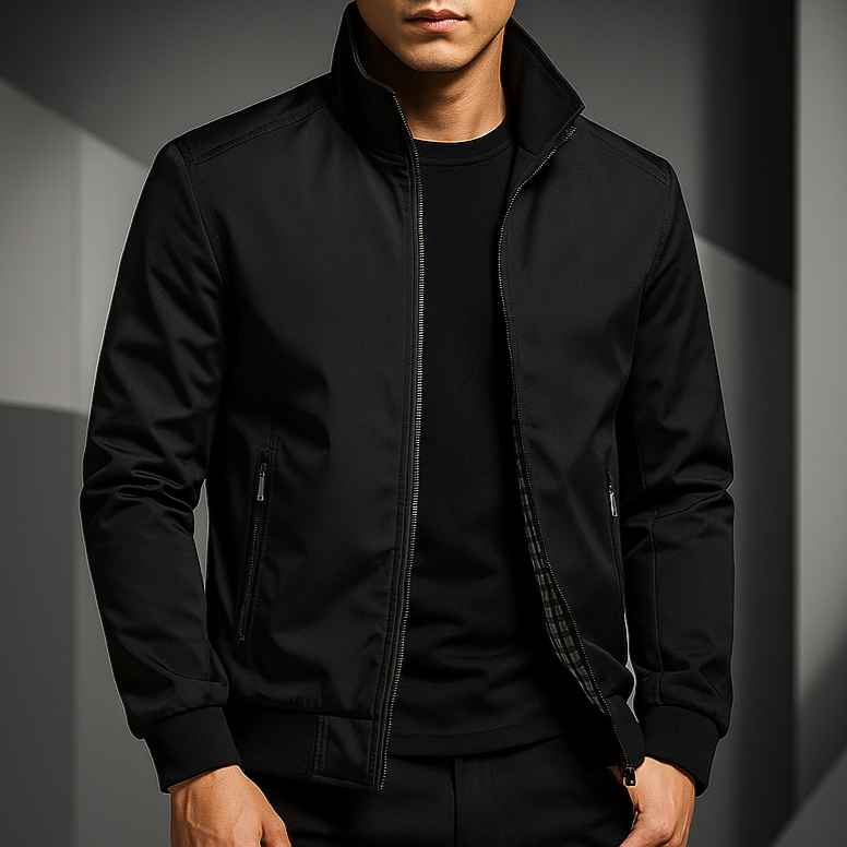 Lucas - Veste Homme d'Automne à Col Montant et Doublure à Carreaux