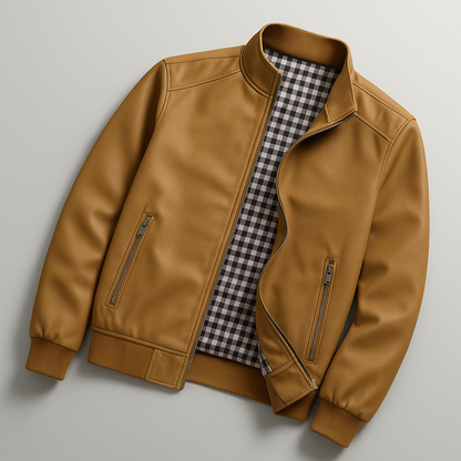 Lucas - Veste Homme d'Automne à Col Montant et Doublure à Carreaux