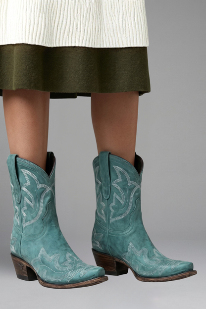 Manon - Bottines Femme Style Cowboy pour l'Automne avec Bout Pointu