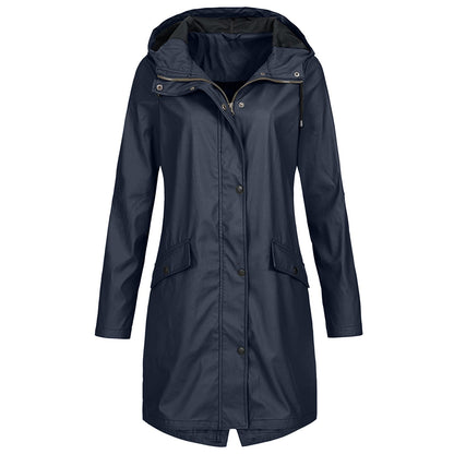 Manon - Imperméable Femme Long pour l'Automne avec Capuche et Poches