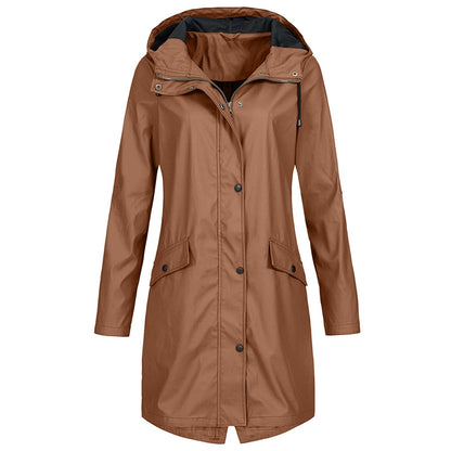 Manon - Imperméable Femme Long pour l'Automne avec Capuche et Poches