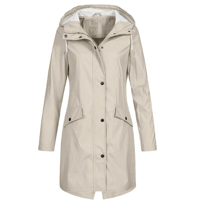 Manon - Imperméable Femme Long pour l'Automne avec Capuche et Poches