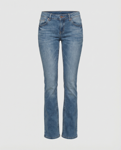 Manon - Jean Femme Coupe Slim Taille Haute avec Bas Légèrement Évasé