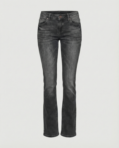 Manon - Jean Femme Coupe Slim Taille Haute avec Bas Légèrement Évasé
