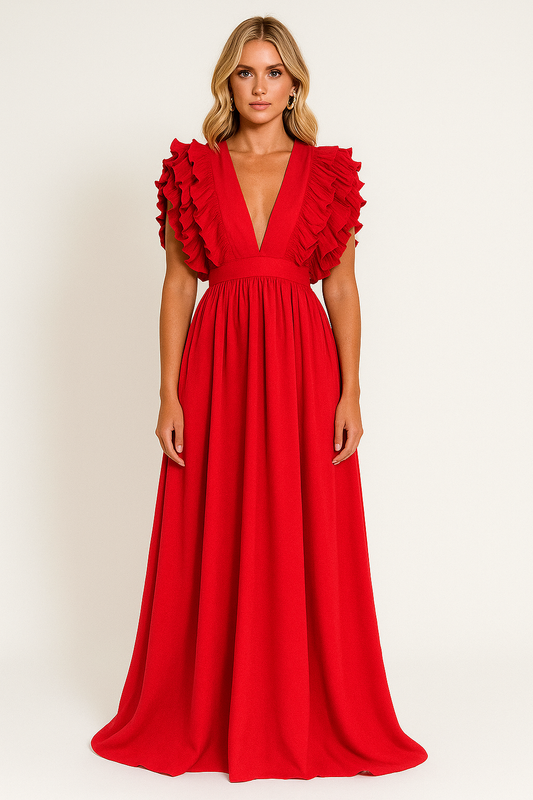 Manon - Robe Femme Invitée Mariage Longue et Fluide pour l'Automne