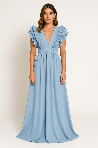Manon - Robe Femme Invitée Mariage Longue et Fluide pour l'Automne