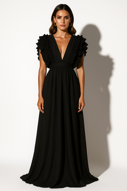 Manon - Robe Femme Invitée Mariage Longue et Fluide pour l'Automne
