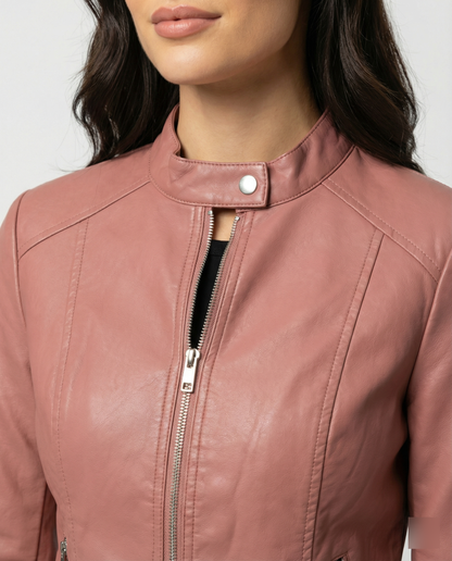 Manon - Veste Femme en Cuir Style Zippée pour l'Automne