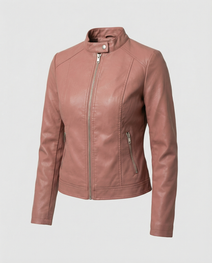 Manon - Veste Femme en Cuir Style Zippée pour l'Automne