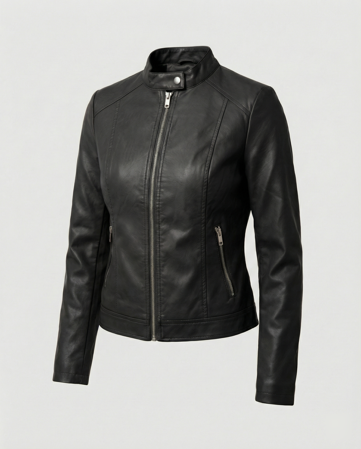 Manon - Veste Femme en Cuir Style Zippée pour l'Automne
