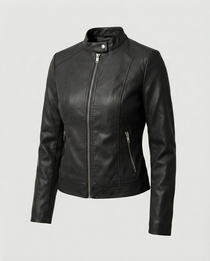 Manon - Veste Femme en Cuir Style Zippée pour l'Automne