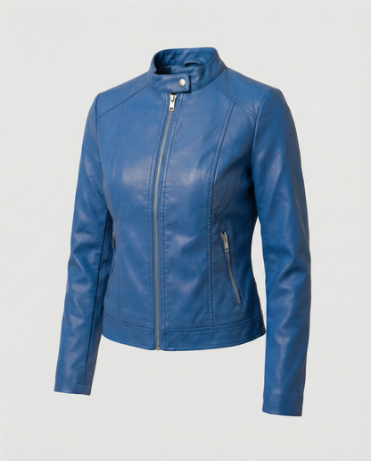 Manon - Veste Femme en Cuir Style Zippée pour l'Automne