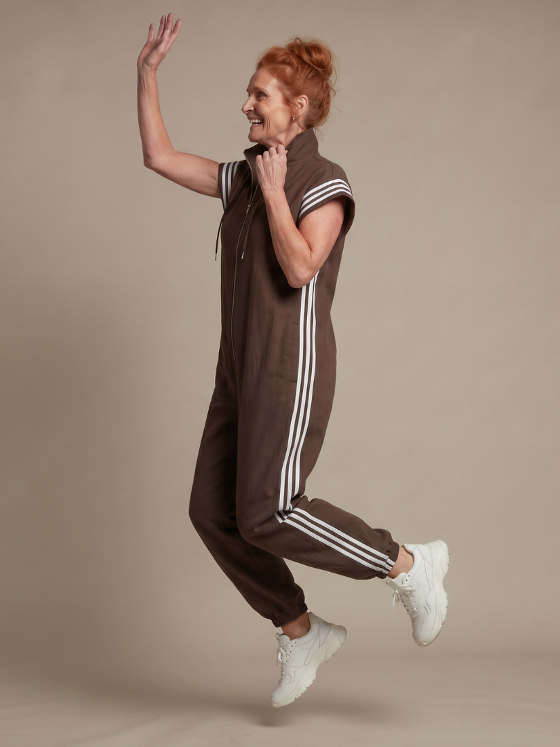Margaux - Combinaison Large en Lin Femme Oversize avec Bandes Contrastantes