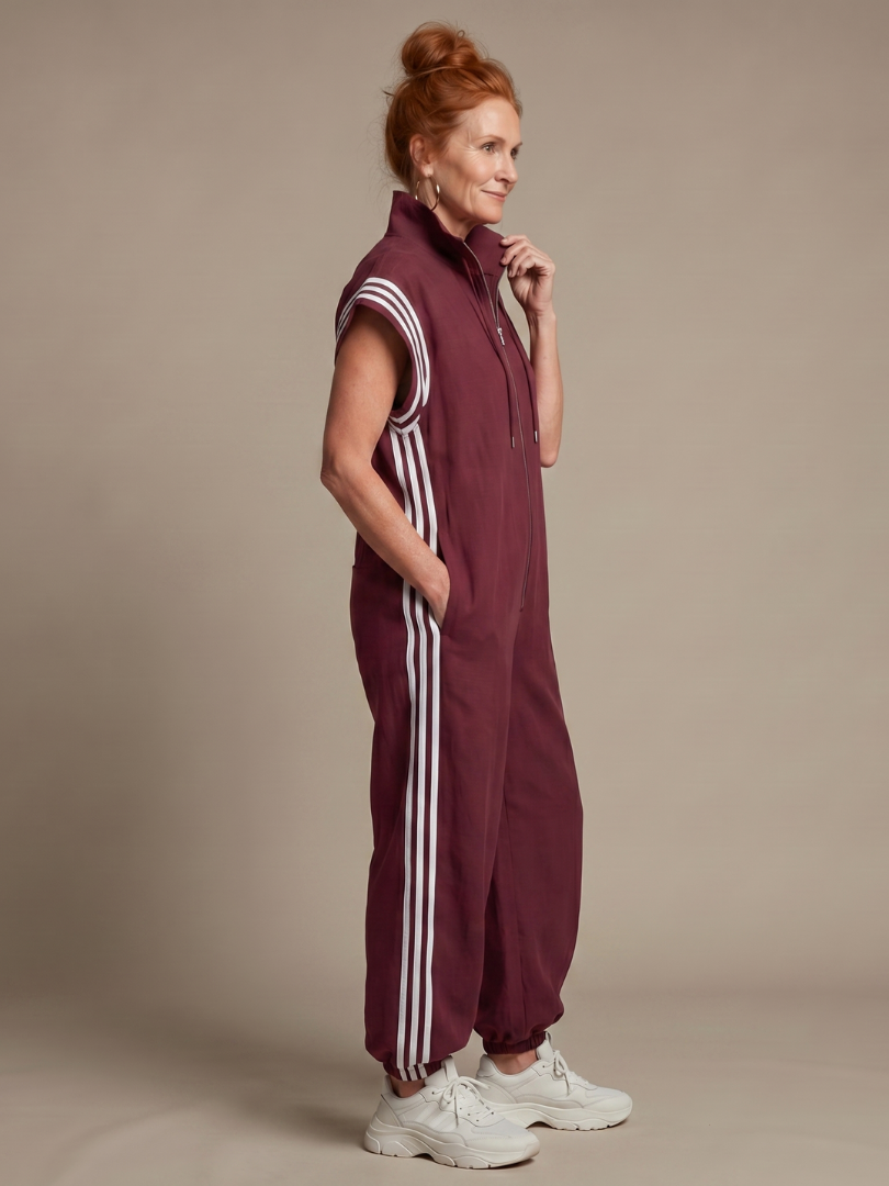 Margaux - Combinaison Large en Lin Femme Oversize avec Bandes Contrastantes
