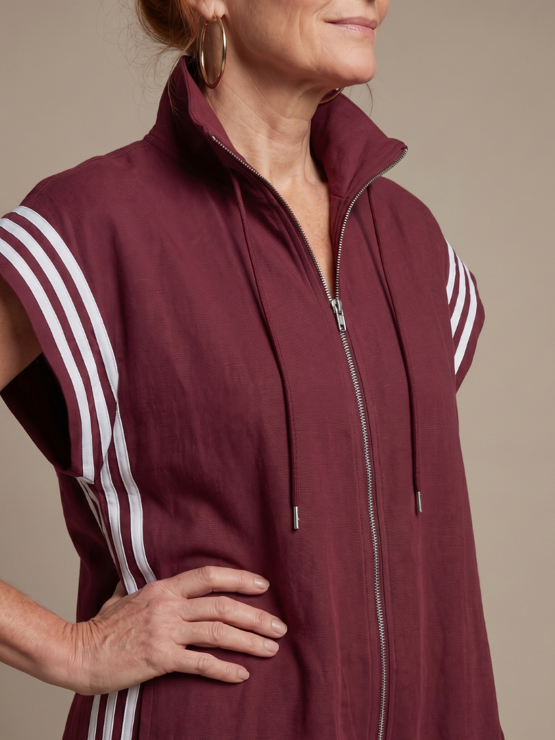 Margaux - Combinaison Large en Lin Femme Oversize avec Bandes Contrastantes