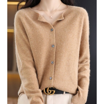Margaux - Gilet Femme Cardigan en Cashmere Blend avec Col Rond