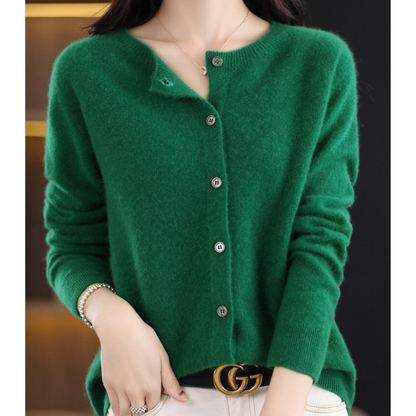 Margaux - Gilet Femme Cardigan en Cashmere Blend avec Col Rond
