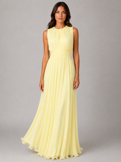 Margaux - Robe Invitée Mariage d'Automne Longue et Fluide Plissée