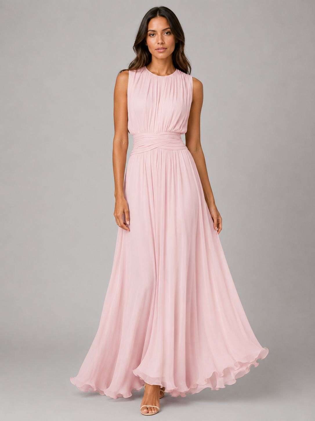 Margaux - Robe Invitée Mariage d'Automne Longue et Fluide Plissée