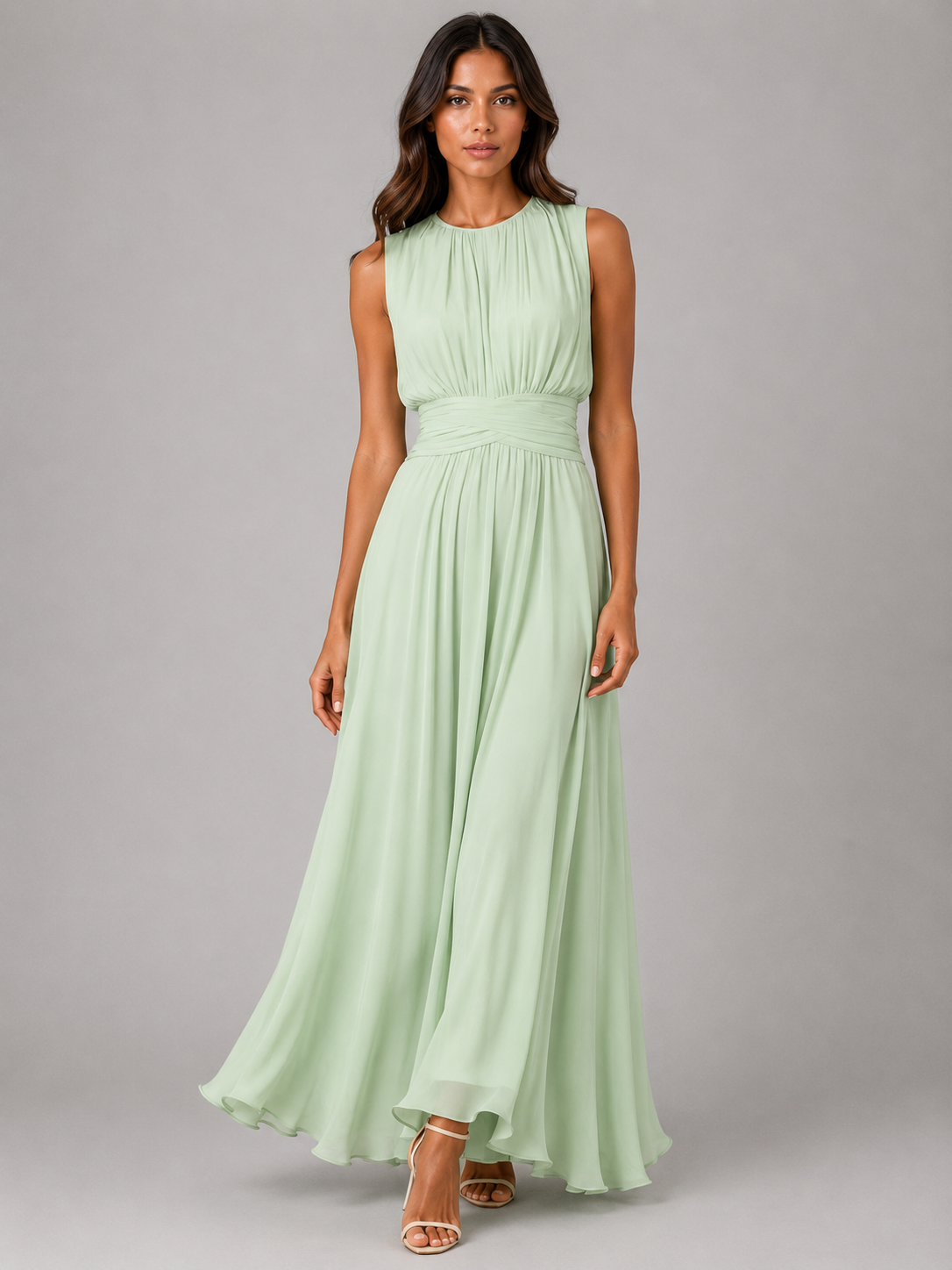 Margaux - Robe Invitée Mariage d'Automne Longue et Fluide Plissée