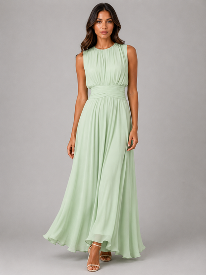 Margaux - Robe Invitée Mariage d'Automne Longue et Fluide Plissée