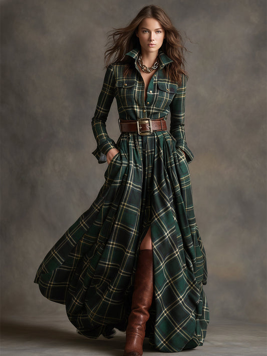 Margaux - Robe Maxi Femme Élégante avec Manches Longues et Ceinture