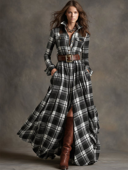 Margaux - Robe Maxi Femme Élégante avec Manches Longues et Ceinture