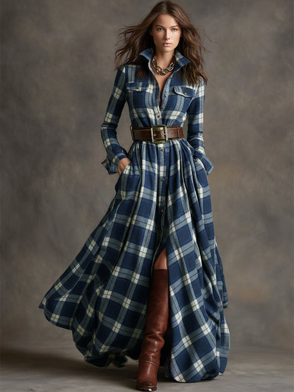 Margaux - Robe Maxi Femme Élégante avec Manches Longues et Ceinture