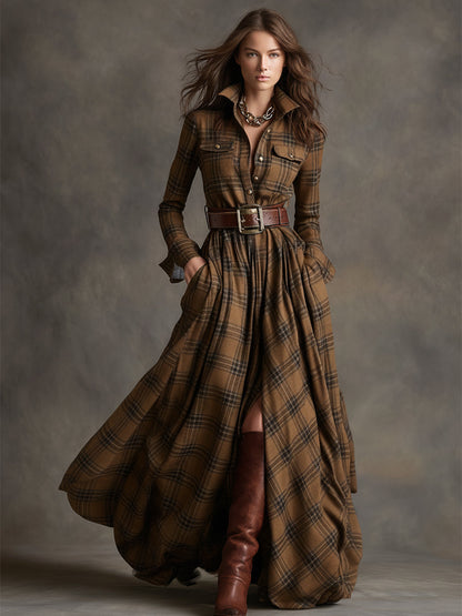 Margaux - Robe Maxi Femme Élégante avec Manches Longues et Ceinture