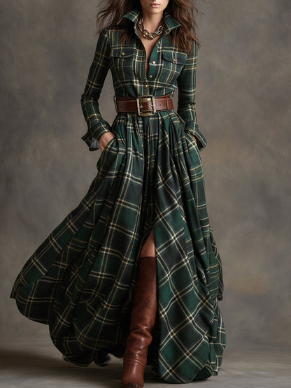 Margaux - Robe Maxi Femme Élégante avec Manches Longues et Ceinture