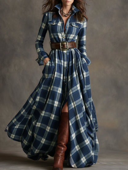 Margaux - Robe Maxi Femme Élégante avec Manches Longues et Ceinture