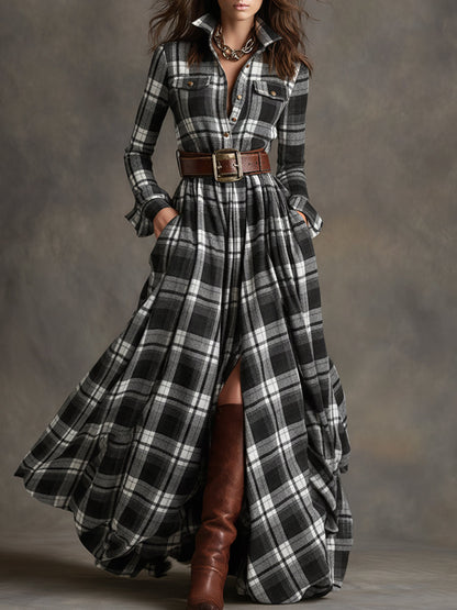 Margaux - Robe Maxi Femme Élégante avec Manches Longues et Ceinture