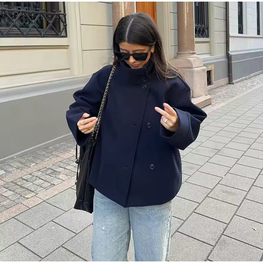 Margaux - Veste Femme Automne Courte Oversize avec Col Montant