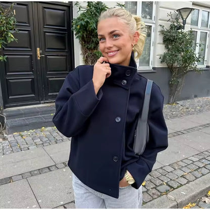 Margaux - Veste Femme Automne Courte Oversize avec Col Montant