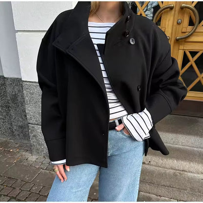 Margaux - Veste Femme Automne Courte Oversize avec Col Montant