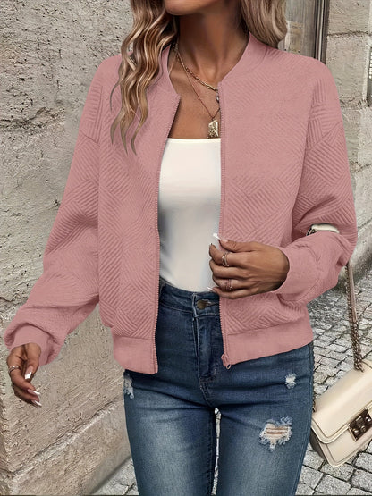 Margaux - Veste Femme Automne Cropped avec Fermeture Éclair et Col Montant