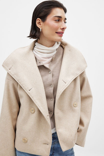 Margaux - Veste Femme Courte Oversize pour l'Automne avec Col Montant