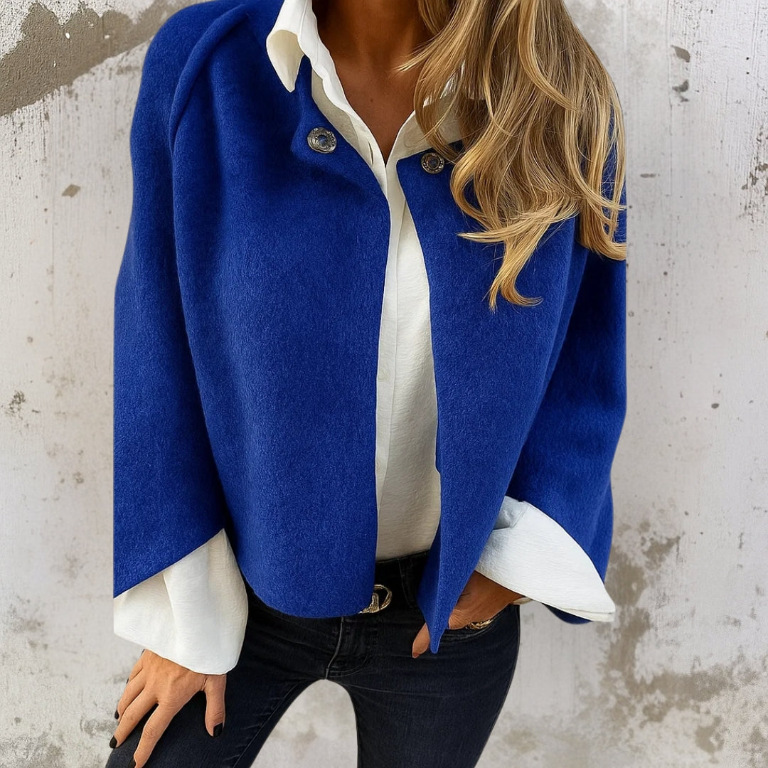 Margaux - Veste Femme d'Automne Courte à Boutons avec Col Montant
