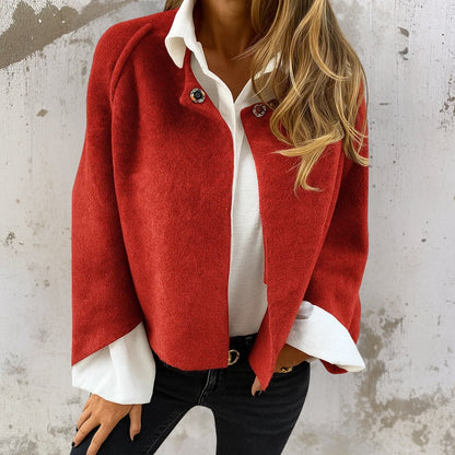 Margaux - Veste Femme d'Automne Courte à Boutons avec Col Montant