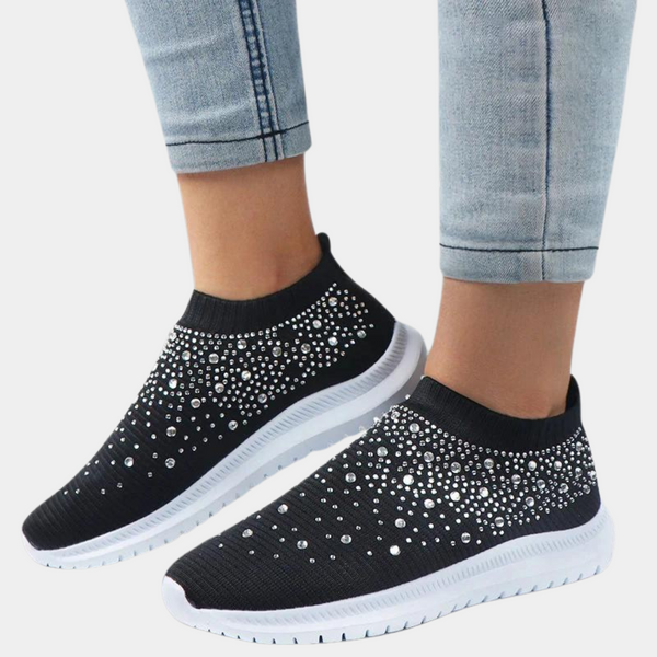 Margot - Chaussures Orthopédiques Femme Glamour avec Tige Chaussette et Strass