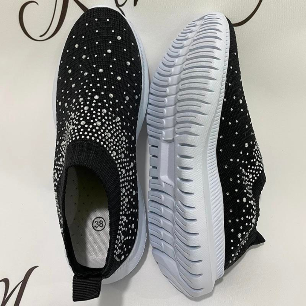 Margot - Chaussures Orthopédiques Femme Glamour avec Tige Chaussette et Strass