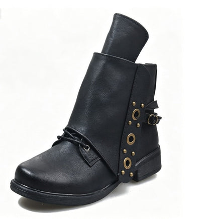 Marion - Bottines Femme Automne Vintage avec Boucles et Talon Bloc