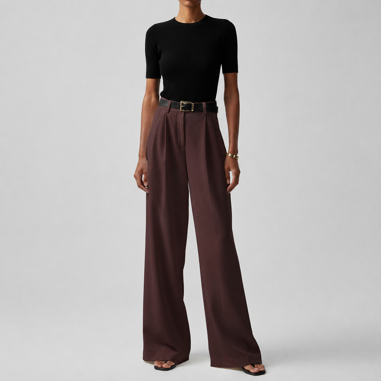 Marion - Pantalon Femme Large Fluide Taille Haute pour l'Automne
