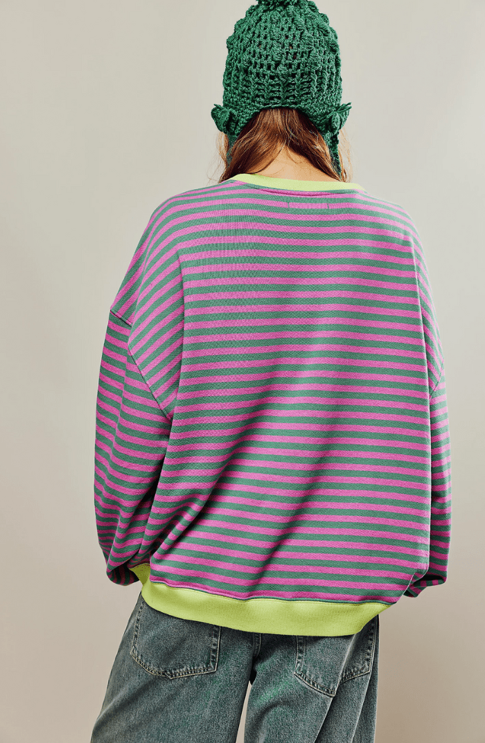 Marion - Top Femme Oversize à Manches Longues Confortable et Décontracté