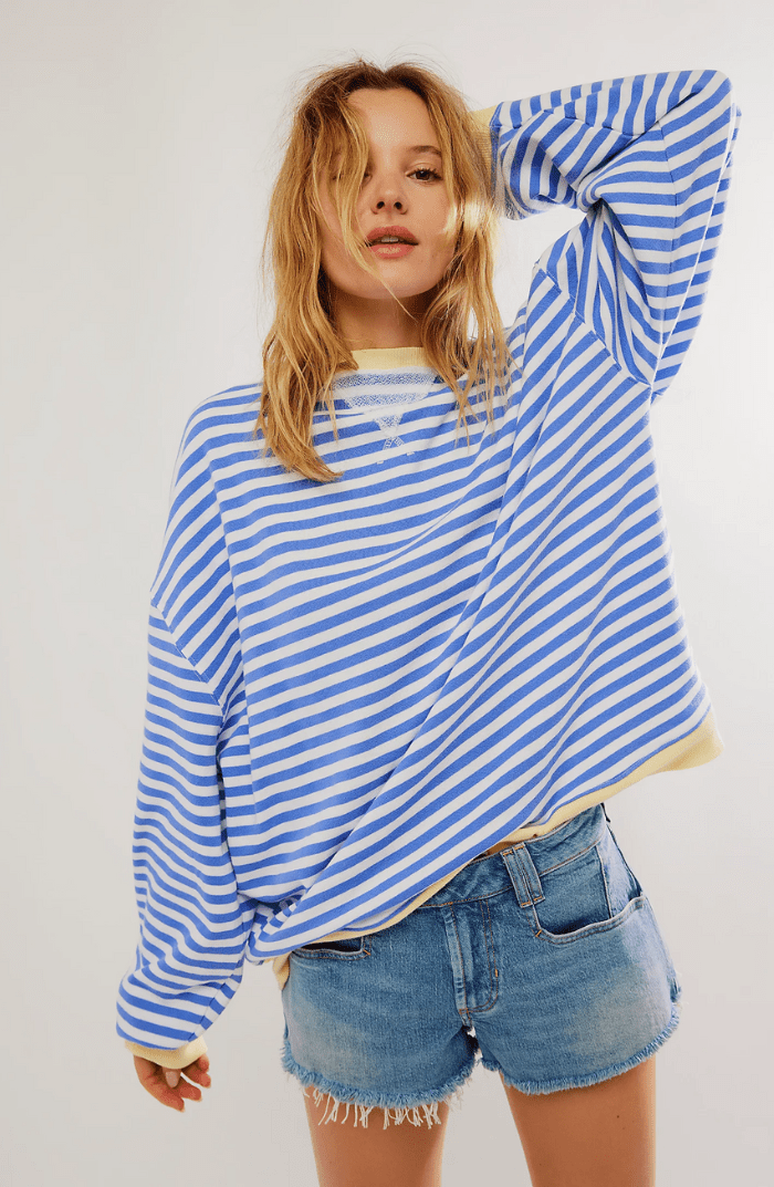 Marion - Top Femme Oversize à Manches Longues Confortable et Décontracté