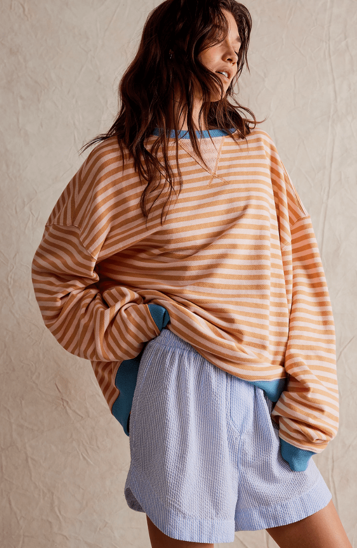 Marion - Top Femme Oversize à Manches Longues Confortable et Décontracté