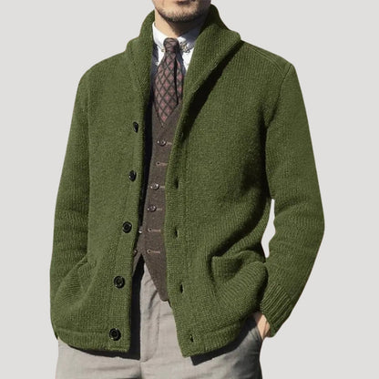 Maxime - Cardigan homme en maille chic et chaud coupe droite à col châle